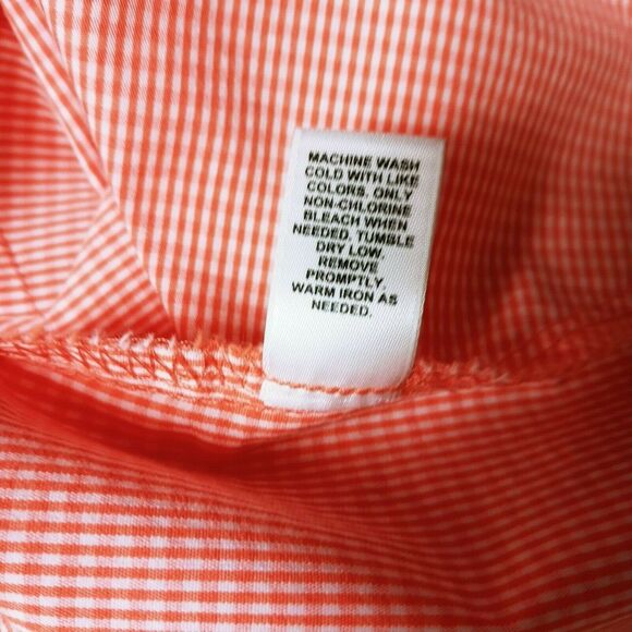 Cato Orange Checked Blouse 🧡🤍 Button Down Shacket Small 3/4 Sleeve Lightweight - Picture 7 of 15